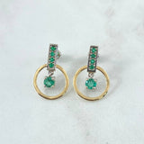 Stud Earrings Pendant In Hoop 3.75gr / 2.2cm / Emeralds 66Pts   18K Yellow Gold ©
