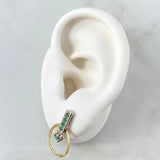 Stud Earrings Pendant In Hoop 3.75gr / 2.2cm / Emeralds 66Pts   18K Yellow Gold ©