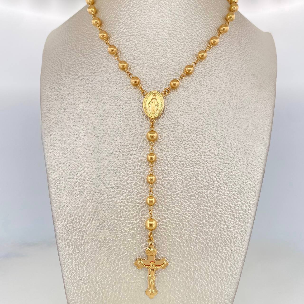 Rosario Virgen Milagrosa Cruz Cristo 13.8 g / 23 1/2 in / 5-6mm mm Oro Amarillo 18K