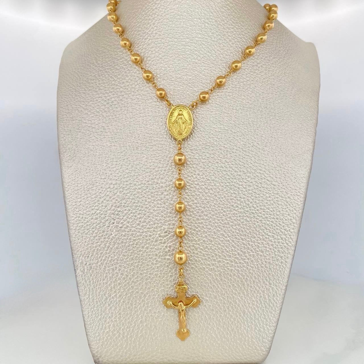 Rosario Virgen Milagrosa Cruz Cristo 13.9 g / 23 1/2 in / 6 mm Oro Amarillo 18K