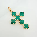 Clover Cross Pendant 2.55gr / 1 1/2 in / Yellow Gold Nac.Esp. 18K %