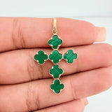 Clover Cross Pendant 2.55gr / 1 1/2 in / Yellow Gold Nac.Esp. 18K %
