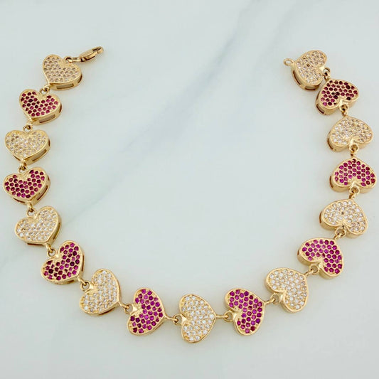 Pulso Corazones 22.1gr / 8 in / 10.8mm Oro Amarillo 18K $