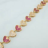 Pulso Corazones 22.1gr / 8 in / 10.8mm Oro Amarillo 18K $