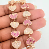 Pulso Corazones 22.1gr / 8 in / 10.8mm Oro Amarillo 18K $