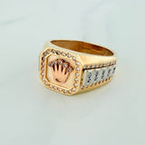 Anillo Corona 7.55gr / T9 1/4 / Tres Oros 18K $