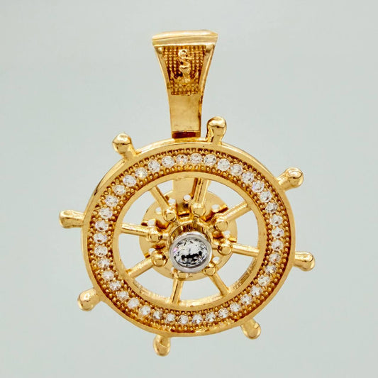 Dije Timon 4.8gr / 1 1/4 in / Dos Oros Amarillo Blanco 18K $