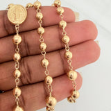 Rosario Virgen Milagrosa Cruz Cristo 12.55gr / 23 1/4 in / 5mm-6mm Oro Amarillo 18K %
