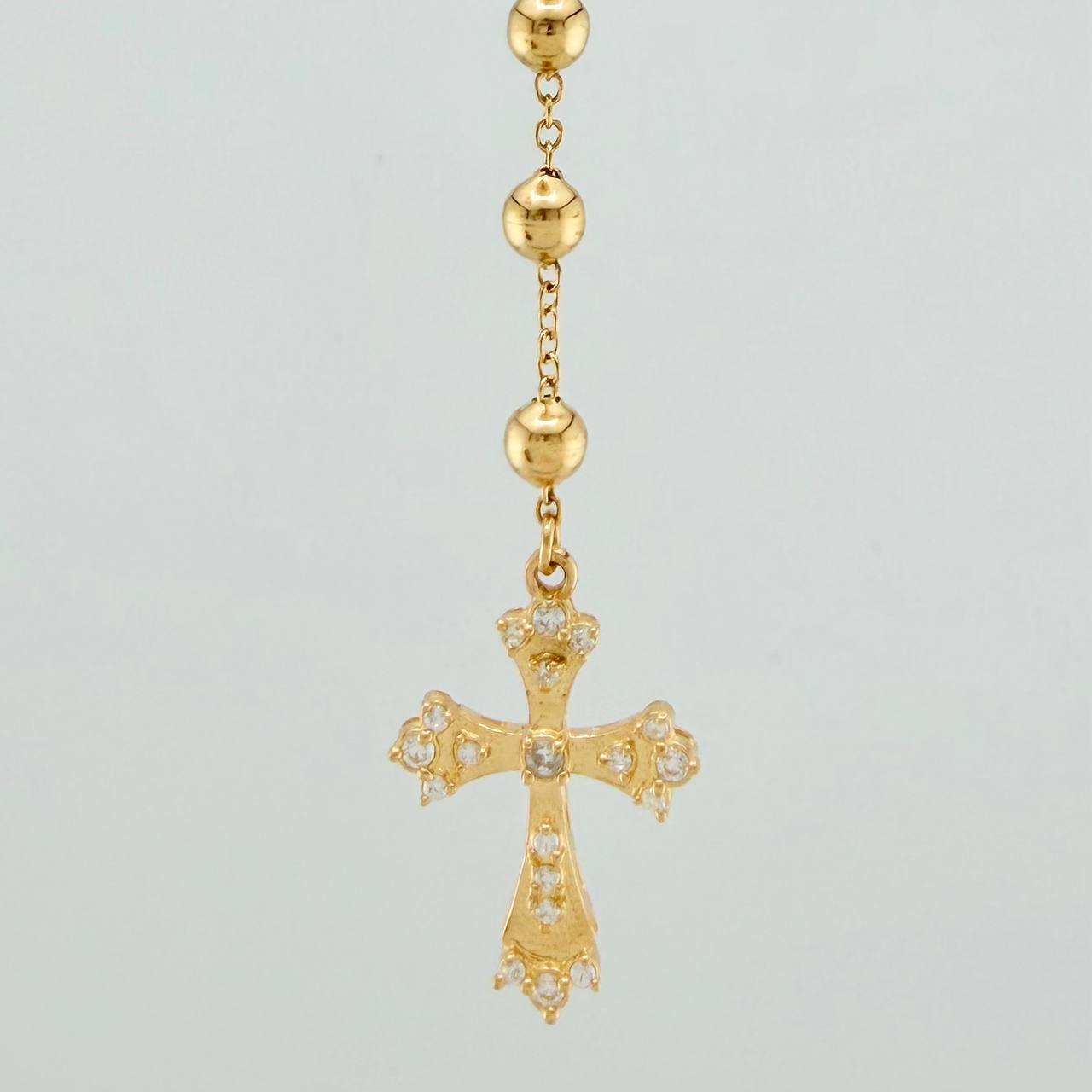 Rosario Virgen Maria Cruz 10.35gr / 23 1/2 in / 4mm-5mm Oro Amarillo 18K %