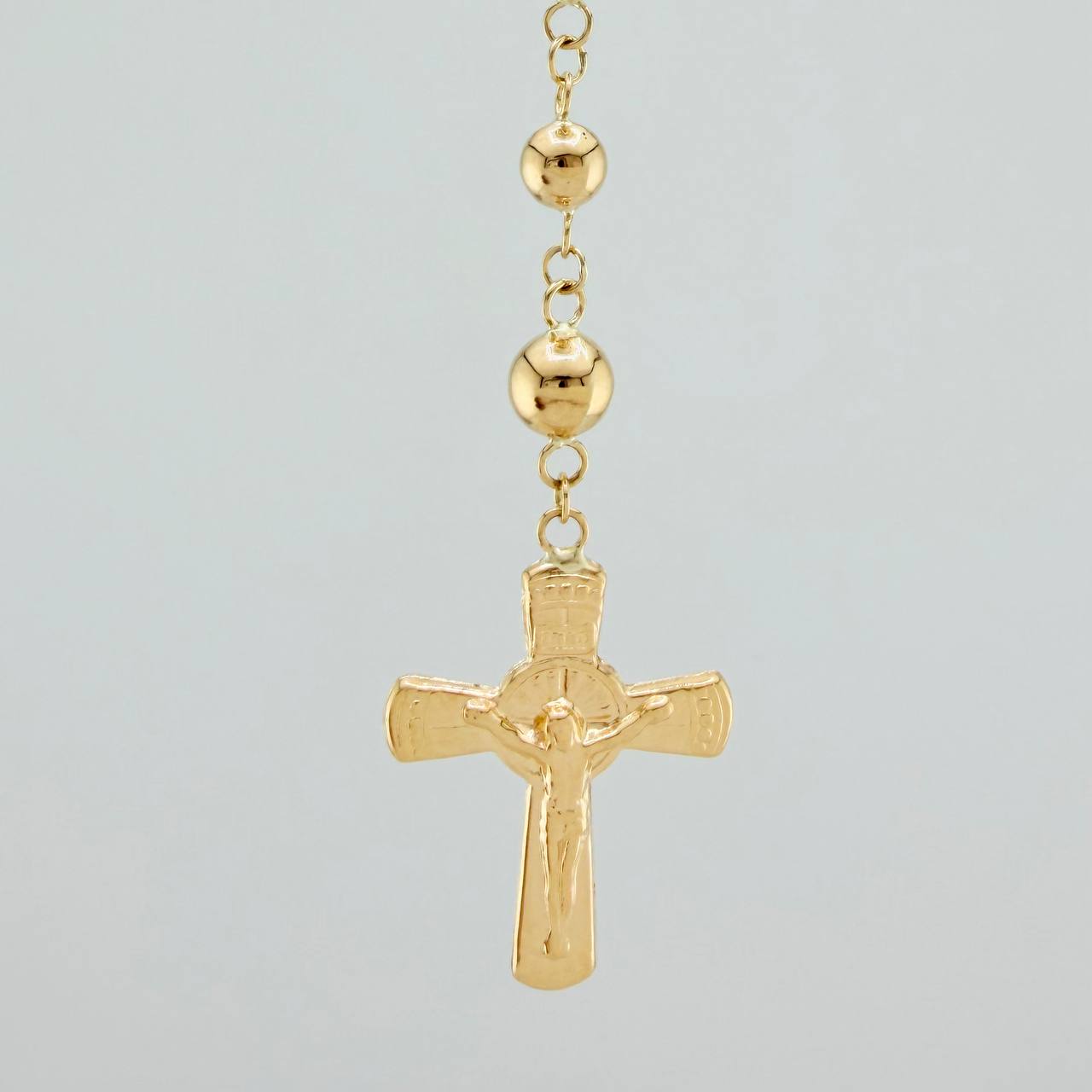 Rosario Virgen Milagrosa Cruz Cristo 8.85gr / 22 1/2 in / 4mm-5mm Oro Amarillo 18K %