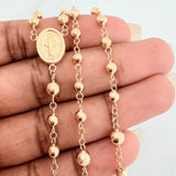 Rosario Virgen Milagrosa Cruz Cristo 8.85gr / 22 1/2 in / 4mm-5mm Oro Amarillo 18K %