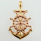 Pendant Movable Anchor Wheel 15.35gr / 2 1/2 in / Two-tone Yellow Rose 18K Gold