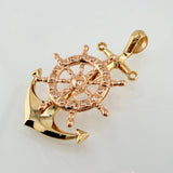 Pendant Movable Anchor Wheel 15.35gr / 2 1/2 in / Two-tone Yellow Rose 18K Gold