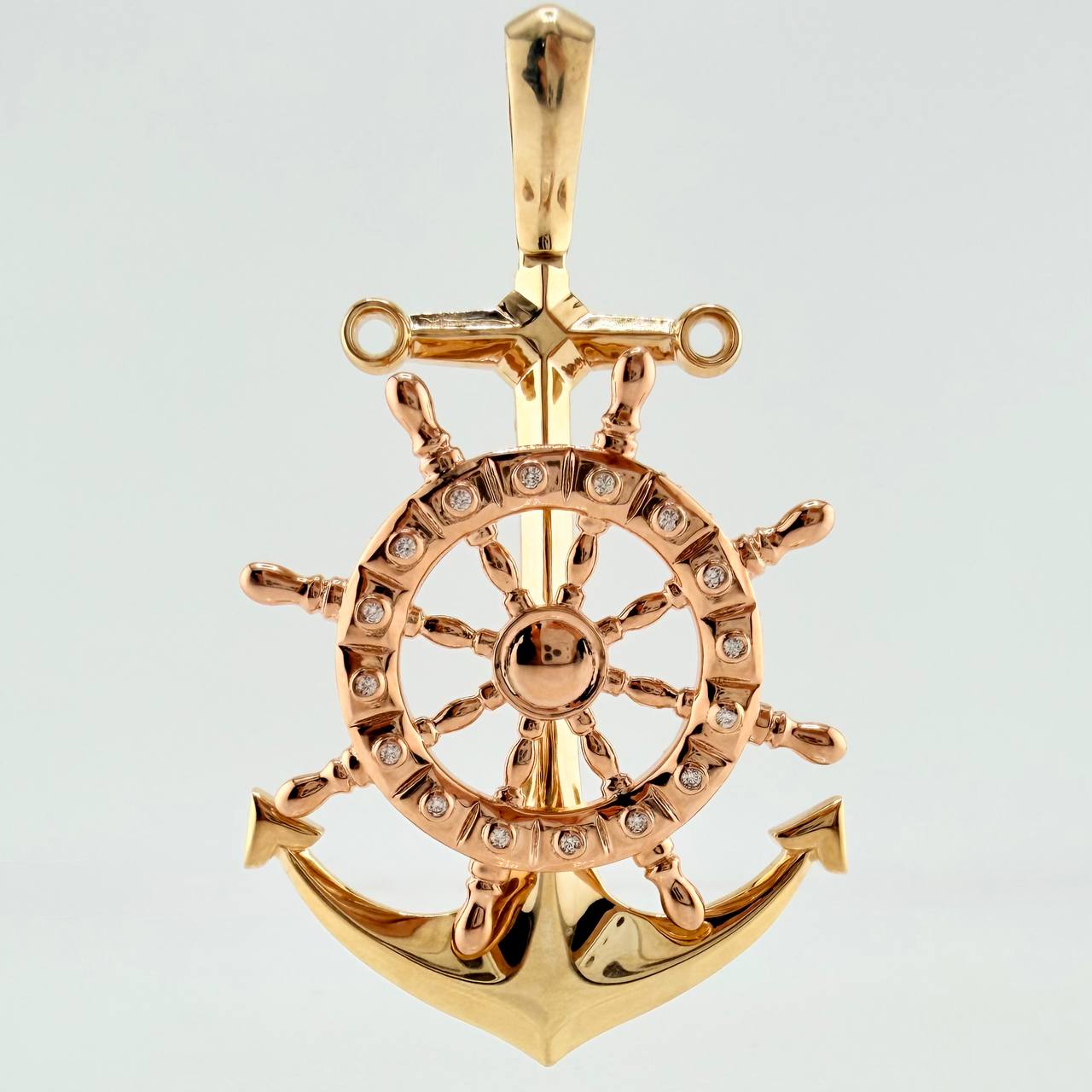 Pendant Movable Anchor Wheel 15.35gr / 2 1/2 in / Two-tone Yellow Rose 18K Gold