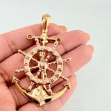 Pendant Movable Anchor Wheel 15.35gr / 2 1/2 in / Two-tone Yellow Rose 18K Gold