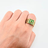 Anillo Sello Incrustado 6gr / T9 3/4 / Oro Amarillo 18K *