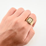 Anillo Sello Dólar 8.15gr / T9 1/2 / Dos Oros Amarillo Blanco 18K *