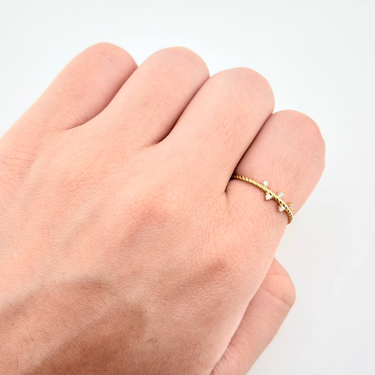 Braided Spike Ring 0.8gr / T7 1/4 / Yellow Gold 18K *