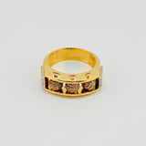 Fire Beads Ring 12.6gr / T10 1/2 / Two Yellow White Golds 18K *