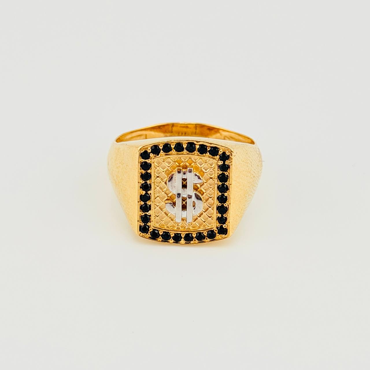 Anillo Sello Dólar 8.15gr / T9 1/2 / Dos Oros Amarillo Blanco 18K *