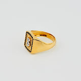 Anillo Sello Dólar 8.15gr / T9 1/2 / Dos Oros Amarillo Blanco 18K *