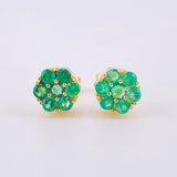 Topos Flor Canasta Esmeraldas 58pts 2.05gr / 6.6mm Oro Amarillo 18K *