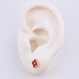 Topos Flor Trebol Rubies 40pts 1.55gr / 6mm Oro Amarillo 18K ©