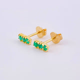 Topos Trio Esmeraldas 16pts 1.2gr / 1/4 in / Oro Amarillo 18K ©