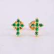 Stud Earrings Cross Emeralds 18pts 1.2gr / 1/4 in / 18K Yellow Gold ©