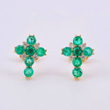 Topos Cruz Centella Interior Esmeraldas 55pts Diamantes 16pts 1.65gr / 1/2 in / Oro Amarillo 18K *