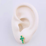 Topos Cruz Centella Interior Esmeraldas 55pts Diamantes 16pts 1.65gr / 1/2 in / Oro Amarillo 18K *