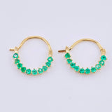 Candongas Filamento Tupido Esmeraldas 40pts 1.55gr / 1/2 in / Oro Amarillo 18K ©