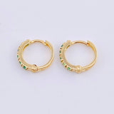 Candongas Carril Encerrado Esmeraldas 32pts 1.65gr / 1/2 in / Oro Amarillo 18K ©