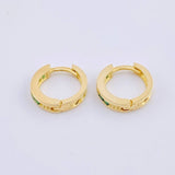 Candongas Carril Encerrado Esmeraldas 35pts 3.1gr / 1/2 in / Oro Amarillo 18K *