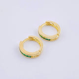 Candongas Carril Interno Esmeraldas 35pts 3gr / 1/2 in / Oro Amarillo 18K ©