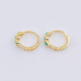 Candongas Trio Abultado Esmeraldas 31pts 1.65gr / 1/2 in / Oro Amarillo 18K *