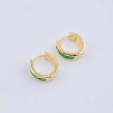 Candongas Carril Esmeraldas 24pts 1.75gr / 1/2 in / Oro Amarillo 18K ©