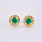 Topos Circulo Sobre Puesto Esmeraldas 80pts Diamantes 40pts 3.1gr / 7mm Oro Amarillo 18K *
