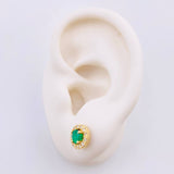 Topos Circulo Sobre Puesto Esmeraldas 80pts Diamantes 40pts 3.1gr / 7mm Oro Amarillo 18K *