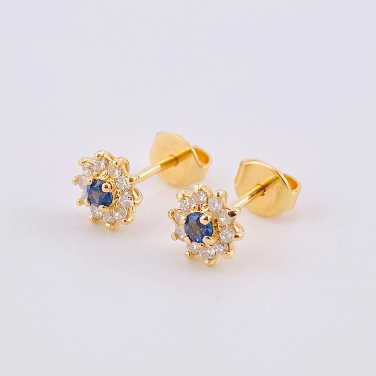 Topos Destellos Zafiros 10pts Diamantes 20pts 1.7gr / 7mm Oro Amarillo 18K ©