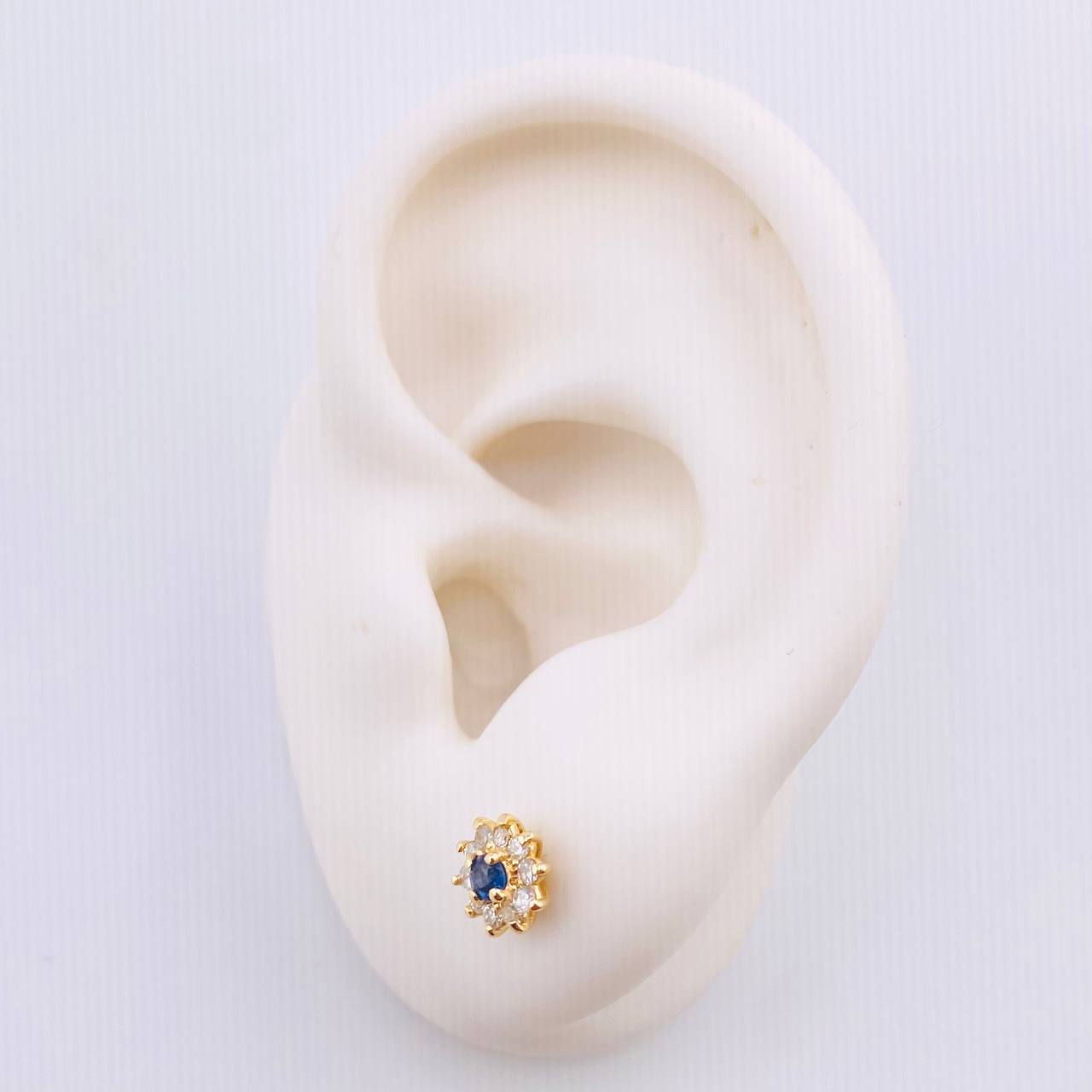 Topos Destellos Zafiros 10pts Diamantes 20pts 1.7gr / 7mm Oro Amarillo 18K ©