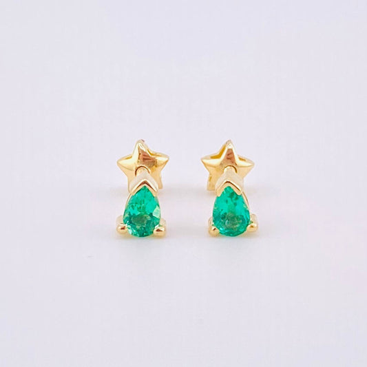 Topos Gota Esmeraldas 28pts 1gr / 4mm Oro Amarillo 18K ©