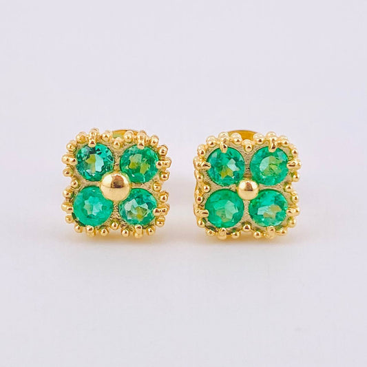 Topos Trebol Esmeraldas 40Pts 2.8 g / in / 8.4 mm Oro Amarillo 18K