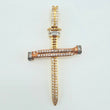 Nail Cross Pendant 4.05gr / 1 3/4 in / Tri-Color Gold 18K