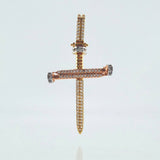 Nail Cross Pendant 4.05gr / 1 3/4 in / Tri-Color Gold 18K