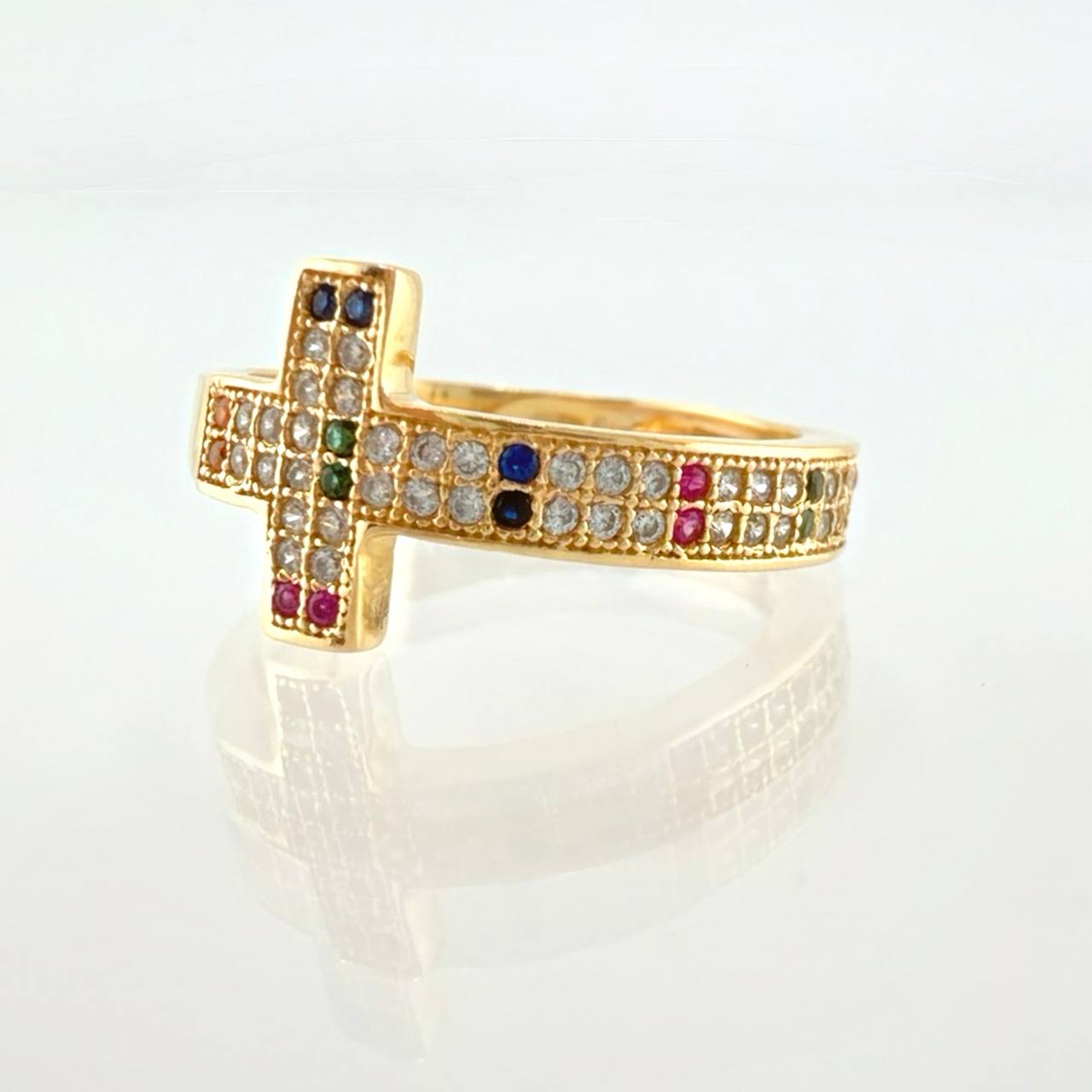 Anillo Cruz Tupida 3gr / T6 3/4 / Oro Amarillo 18K *