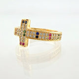 Anillo Cruz Tupida 3gr / T6 3/4 / Oro Amarillo 18K *