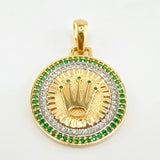 Pendant Crown Medal 4.2gr / 1 1/4 in / Two-tone Yellow White 18K Gold