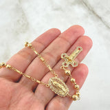 Virgin Guadalupe Rosary Cross Florentine 15.75gr / 25.6in / 18K Gold