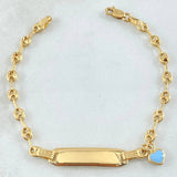 Baby Bracelet GC Pendant Bordered Plate 2.35gr / 5.5in / 18K Gold Yellow *